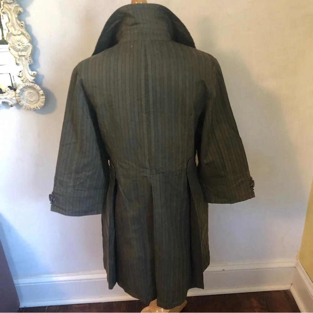 Mrs.Pepper Green Herringbone red pinstripe coat w/buttons & 3/4sleeves SizeLarge